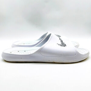Nike Victori One Mens 13 White Black Swoosh One Shadow Slides Sandals Shoes